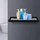 ACA Black Bath Shower Glass Shelf Caddy Organizer Holder Square Stainless Steel