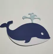 Blue Whale Paper Piece Handmade For Scrapbooking Card Making
