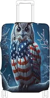 [Joisal] Snow Mountain White Dragon Luggage Covers Tsa Approved Fit 18-32 Inch Luggage, American Flag Owl, L 26-28 in