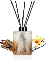 Sandalwood & Vanilla Reed Diffuser Set - 16.9 Fl Oz Long-Lasting Scent, Non-Toxi