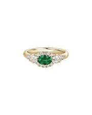 14K Diamond .28 ct. & .40 ct. Emerald Halo Ring