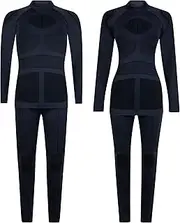 [Toufer] Thermal Underwear Set Thermals For Women Men Unisex Base Layer Flexible Quick Dry Breathable Seamless Compression Suit For Skiing Motorbike Workout Outdoors Work Grey Dimgray