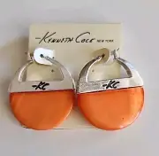 Kenneth Cole Silver Tone Coral Canyon Shell Hoop Earrings