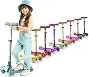 Kids Scooter – Children and Toddler 3 Wheel Kick Scooter – LED Wheel Lights Illuminate When Rolling Lifemaster