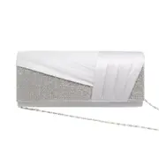 Nevenka Womens Satin Evening Clutch Rhinestone Purse-Silver