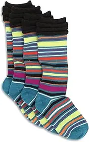 [Jefferies Socks] Little Girls' Wooly Stripe Ruffle Sock Pack (Pack of 2)