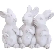 LVD Concrete Bunny Chatter Sculpture Garden/Patio Decor 17.5x14.5cm White