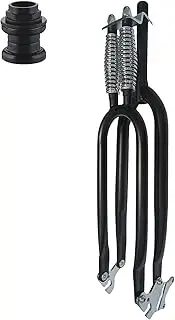 CDHPOWER 26" Fork Double Springer Suspension Fork 1" Threaded & Headset,Cruiser Chopper Bike Dual Spring Classical Fork (Black)
