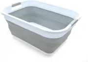 41L Collapsible Plastic Laundry Basket - Foldable Storage Container, Grey