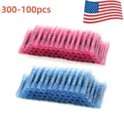 300/100X Red Blue Heat Shrink Butt Wire Splice Seal Connectors Terminals Crimp