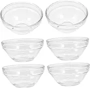 KICHOUSE 6Pcs Stackable Clear Glass Bowls Small Pudding Containers for Desserts Heat Resistant Food Prep Bowls Elegant Kitchen Serving Bowls for Parties and Everyday Use