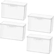 Homoyoyo 4pcs Transparent Storage Box with Lid for Organizing Id Cards Documents Poker Cards Multi Functional Case for Convenient Portability and Practical Protection