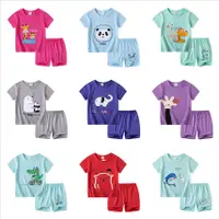 在飛比找蝦皮商城優惠-夏季新款2-6歲寶寶T恤 兒童短袖套裝 卡通男童短褲女童半袖