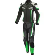 Mille Ladies Black Green 2PC Leather Motorcycle Suit