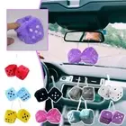 Colorful Car Mirror Hanging Dice with Soft Furry Spots for Fluffy Decor :& гι с]
