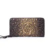 Men Leather Vintage Skull Head Pattern Card Holder Phone Wallet