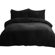 Doona Quilt Soft Fleece Bedding Cover Set - Black