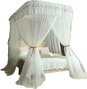 Bed Canopy Summer Mosquito Net, Bedroom Decor Luxury Bed Canopy, Princess Style Decor Bed Canopy (Color : White, Size : 120x200x210cm)