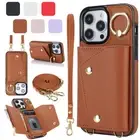 Leather Strap Case Wallet Ring Cover For iPhone 16 15 14 13 12 11 Pro Max XS 8 7