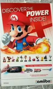 Nintendo Amiibo PROMO Display Store Sign Poster Cling Zelda Mario Yoshi Original
