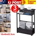 3-Tier Narrow Side Table 7.1" with Magazine Rack for Small Space End Table Gifts
