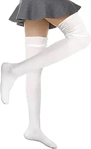 [CIATBYYJ] Over The Knee High Boot Socks for Women,White Over Knee High Socks,Warm Leg Warmers for Winter Boots,Fashion Slouch Top Long Stockings