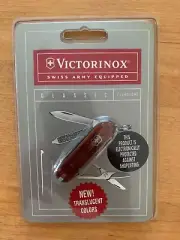 NEW | Victorinox Classic Swiss Army Knife Multi Tool | Red Translucent