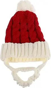 [Holibanna] Cute Knitted Santa Hat Xmas Knit Beanie Holiday Party Cap Adults Size Christmas Santa Claus Headwear Warm Woolen Hat Red