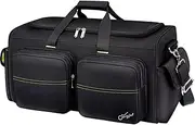 DJ Bag with 8 Removable Dividers, Large Capacity DJ Cable Bag with 6 Pockets for Extension Cords, Mics, Pedals, Cable Bags for Musicians, DJ Equipment Gig Bag with Padded Shoulder Strap, Hyper Green