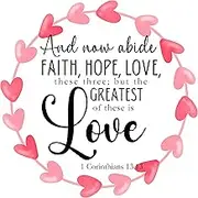 Fabric Panel 14"x14" 1 Corinthians 13:13 Scripture 100% Cotton Quilting Sewing Panel Square DI208