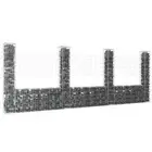 vidaXL U-shape Gabion Basket with 4 Posts Iron 380x20x150 cm BMG
