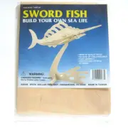 Wooden Model Sword Fish Build Your Own Sealife New Easy Assembly