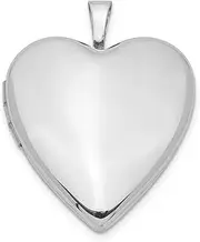 [JewelryWeb] 925 Sterling Silver Engravable Holds 2 photos 20mm Satin Love Heart Locket