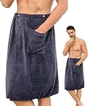 Wrap Around Towel, Bath Towel Wrap, Shower Towel Wrap, Body Wrap Towel, Microfiber Bath Skirt with Adjustable Straps, Soft and Comfortable Quick-Dry Towel, Multipurpose Bath Wrap with Pocket