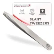 Professional Tweezers Slant Tip - Etched Tip Brow and Eyebrow Tool for Men an...