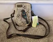 CHALA SAFARI Bird -2 Adjustable Straps Crossbody Purse/Phone-Canvas Sand-NWT