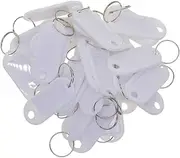 50X Bulk Key Tags FOBS Plastic Identity Keyring CAR Key Rings, White