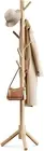 Adjustable Wooden Coat Rack Stand with 8 Hooks