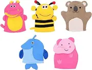 Beaupretty 5Pcs Bath Exfoliating Gloves Soft Gentle Shower Mitts for Fun Animal Designs Dead Skin Remover for Bathing Spa