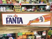 FANTA Bottle Milk Bar Sign Sticker 100cm Vinyl Banner Vintage Retro Old Shop