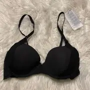Natori 30D Bra Black Lush Demi Contour Underwire Back Closure 711309 NEW