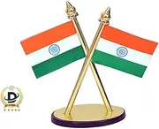 Universal Car Dashboard I Indian Flag I Cross Design Stand I Flag Indian Flag Hindustan Tiranga for Car Dashboard Table Home Decoration Decor Cross Design Stand_nd