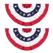 2 x 4 Ft American Pleated Fan Flag, USA Patriotic Half Fan Bunting Flag, Deco...