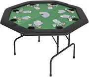 8-Player Folding Poker Table 2 Fold Octagonal Green Game Night Casino Fun