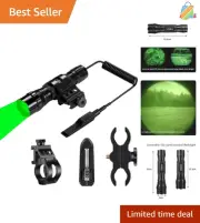 Compact Green LED Hunting Flashlight with Quick Release & Pressure Switch