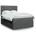 Box Spring Bed Queen Dark Grey Mattress Topper Pocket Springs Fabric 2574