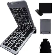 Portable Foldable Bluetooth Keyboard with Wireless Mouse – Portable Full-Size Keyboard Mouse Combo,Type-C Fast Charging, Compatible with iOS, Android, Windows, Mac