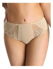 [Nessa] Selena Microfibre Full Cut Brief With Embroidery in Beige