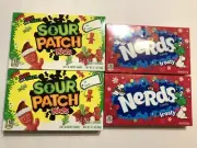 2 Nerds Frosty Box Candy 5oz. & 2 Box Sour Patch Kids 3.1oz. BBdate -10/2026 New