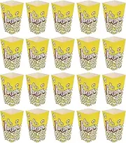 LUOZZY 100 Pcs Popcorn Boxes Old Fashion Vintage Retro Design Nostalgic Carnival Stripes Popcorn Bags Popcorn Tubs - Yellow